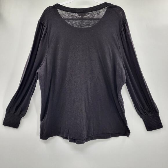 Terra & Sky Black Cotton Top Long-sleeve Elasticized Wrists Women's Plus Size 2X - Picture 2 of 5